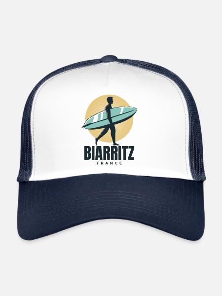Biarritz France Beach Surfer - Casquette trucker  - blanc/marine - Devant