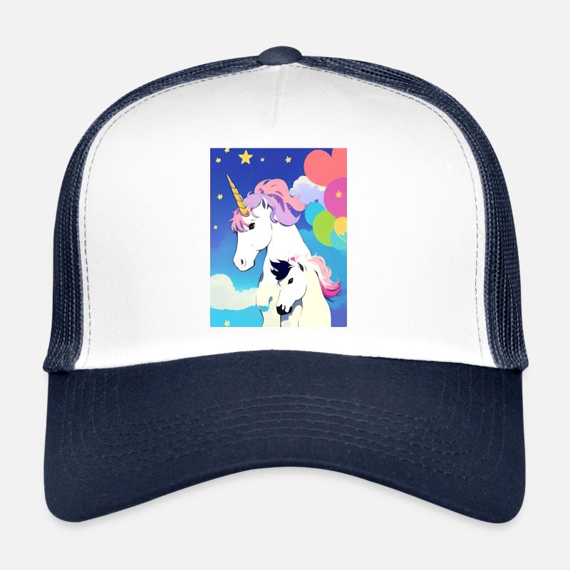 Mama + Kind Unicorn - Trucker Cap - Weiß/Navy