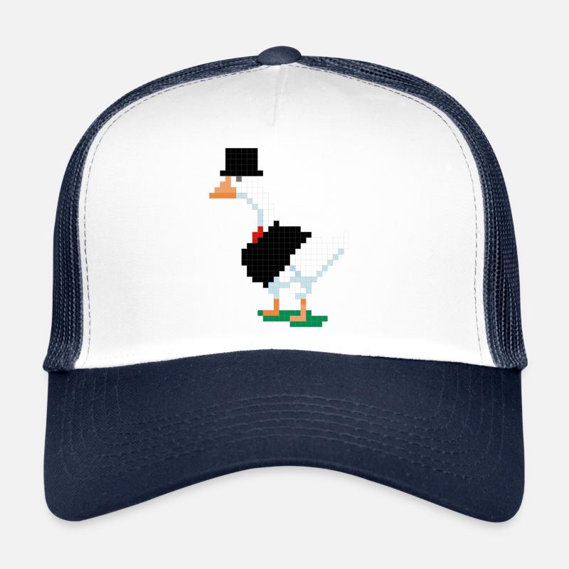 Eine Ente im pixeligen Anzug - Trucker Cap - Weiß/Navy