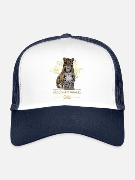 Le léopard nébuleux - Casquette trucker  - blanc/marine - Devant