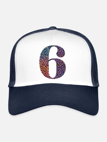 6e anniversaire léopard - Casquette trucker  - blanc/marine - Devant