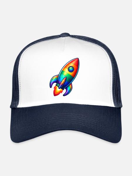 Rocket Rainbow | Rocket launch - Trucker Cap - white/navy - Front