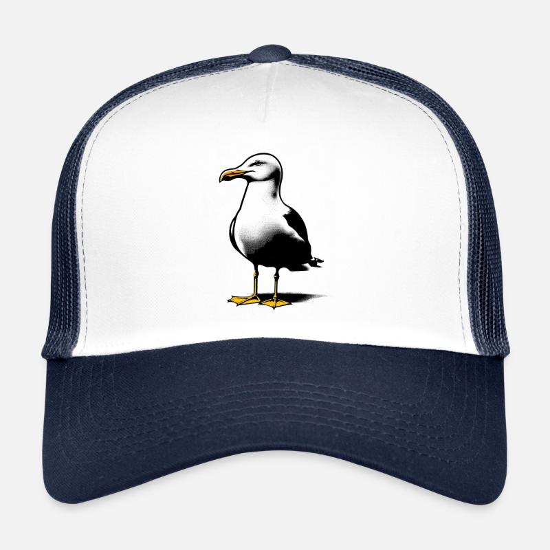 Möwe lacht | Lachmöwe - Trucker Cap - Weiß/Navy