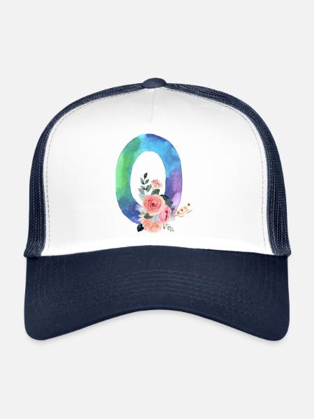 Letter o watercolour - Trucker Cap - white/navy - Front