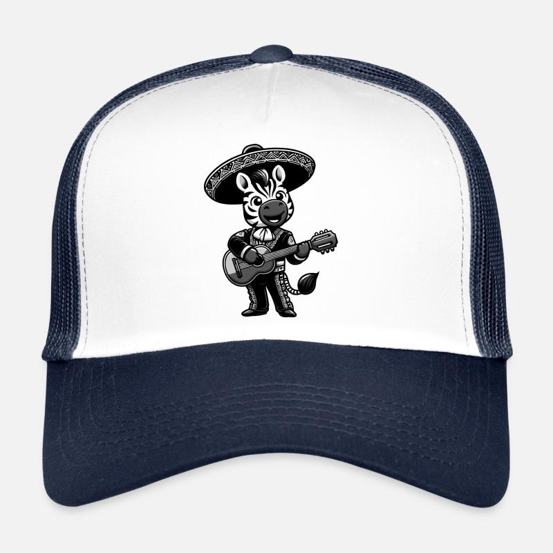 Cinco de Mayo Zebra: Mariachi in black and white Trucker Cap