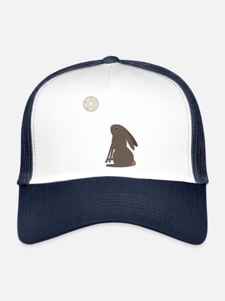 Magical Wiccan Hare and Pentacle Moon - Trucker Cap - white/navy - Front