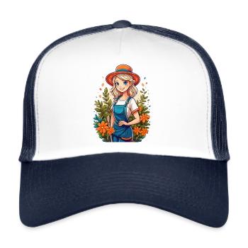 Attractive gardener in her garden - Trucker Cap - white/navy - Front