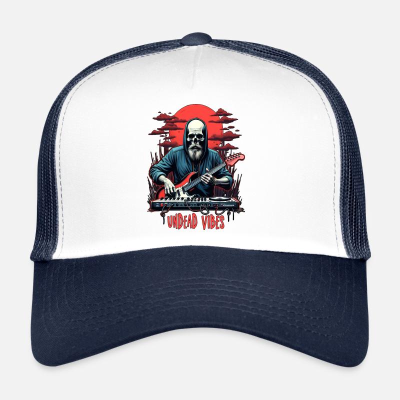 UNDEAD VIBES, Untoter Skelett mit einer Gitarre Trucker Cap