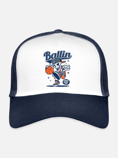 Basket-ball Joueurs de basket-ball Joueurs de basket-ball - Casquette trucker  - blanc/marine - Devant