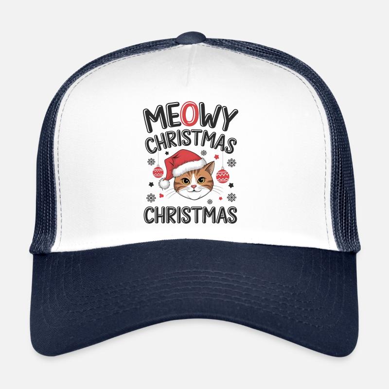 Miaou Noël - Chat Drôle en Mode Santa Casquette trucker 