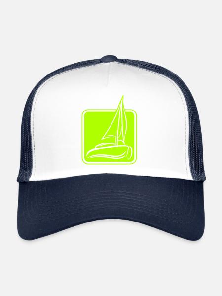 Sailing Logo Icon Square Sailboat Ship - Trucker Cap - white/navy - Front