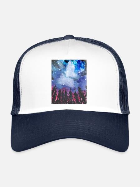 Forest at night - Trucker Cap - white/navy - Front