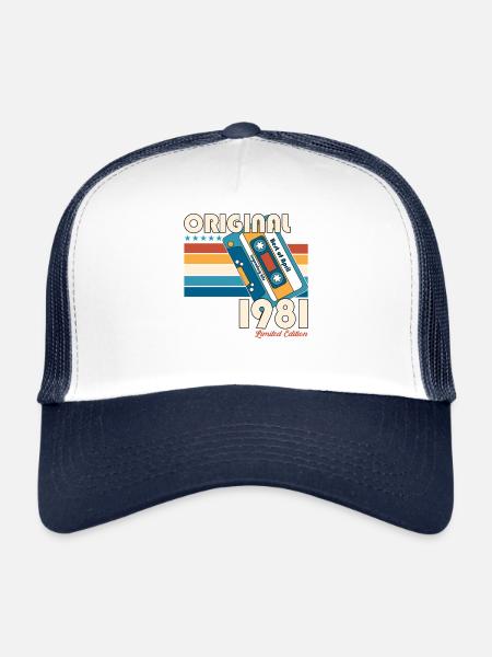 44th Birthday Cassette April 1981 - Trucker Cap - white/navy - Front