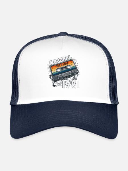 44th Birthday Cassette April 1981 - Trucker Cap - white/navy - Front