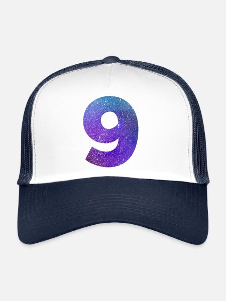 Number 9 galaxy - Trucker Cap - white/navy - Front