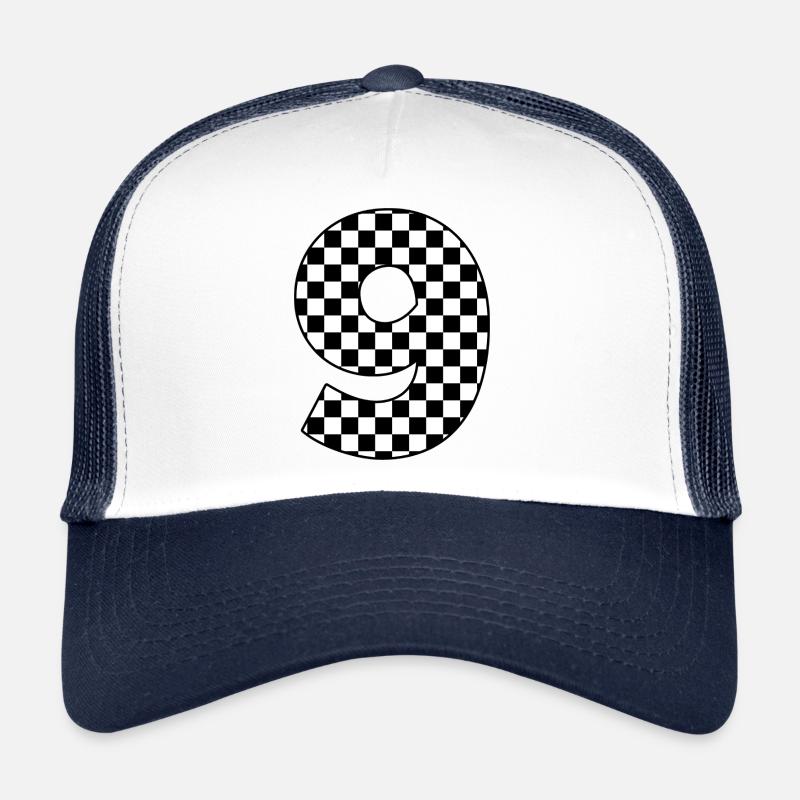 Nummer 9 kariert Trucker Cap