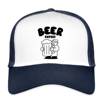 Beer Expert Shirt Party Graphic Tee Bier Experte - Trucker Cap - Weiß/Navy - Vorne