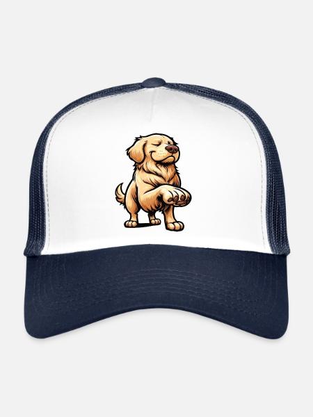 Golden Retriever Goldie Goldiepropriétaire Goldies - Casquette trucker  - blanc/marine - Devant