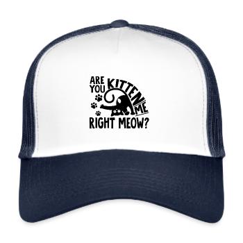 Katze miau T shirt Geschenk Katzen Perser Angora - Trucker Cap - Weiß/Navy - Vorne
