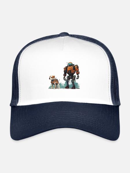 Robot with Robo Dog SCI-FI Dog Walk Robotics - Trucker Cap - white/navy - Front