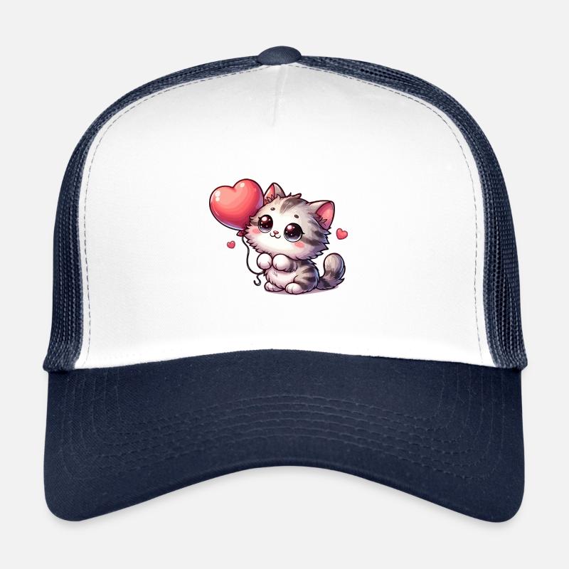 Katze Ballon Haustiere - Trucker Cap - Weiß/Navy