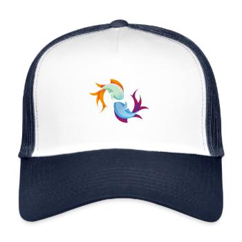 Fish Fish Zodiac Gift Fishing Ocean - Trucker Cap - white/navy - Front