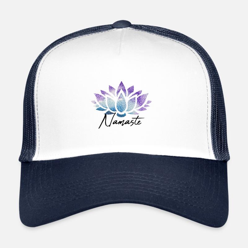 Namaste Lotusblüte bunt Muster Pattern - Trucker Cap - Weiß/Navy