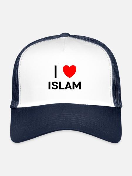 J’aime l’islam - Casquette trucker  - blanc/marine - Devant