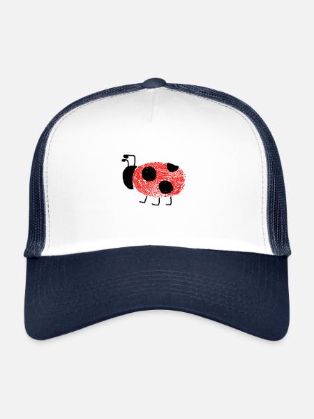La coccinelle rouge porte chance à l’ADN des empreintes digitales - Casquette trucker  - blanc/marine - Devant