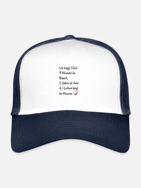 Geburtsgeschenk T-shirt & Geschenk - Trucker Cap - Weiß/Navy - Vorne