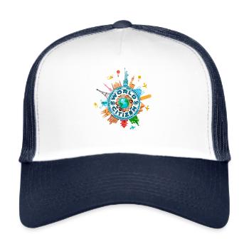 Citizen of the World, World Citizen - Trucker Cap - white/navy - Front