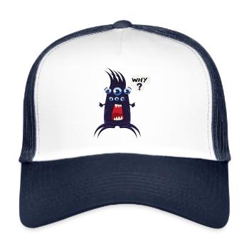 Funny Why Doodle character - Trucker Cap - white/navy - Front