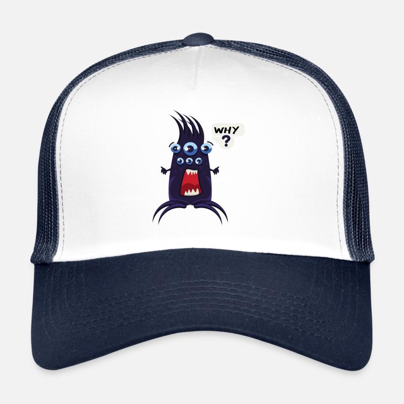 Witzige Why Doodle Figur - Trucker Cap - Weiß/Navy