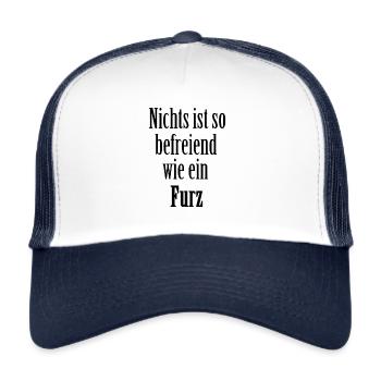 Nothing is as liberating as a fart - Trucker Cap - white/navy - Front