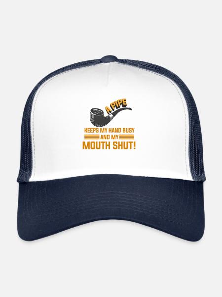 Cadeau de sifflet fumeur cigarette cigarette - Casquette trucker  - blanc/marine - Devant