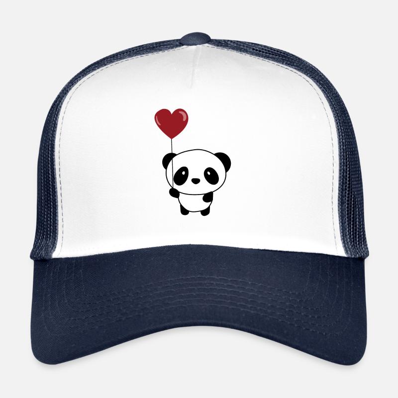 Nettes Chibi Panda-Valentinsgruß-Ballon-Herz Trucker Cap