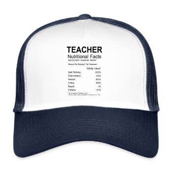 TEACHER NUTRITIONAL FACTS - Trucker Cap - Weiß/Navy - Vorne
