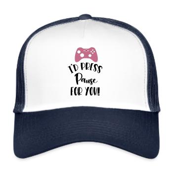 I´D PRESS PAUSE FOR YOU - Trucker Cap - Weiß/Navy - Vorne