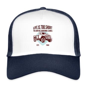 Das Leben ist zu kurz Grafik-LKW-Design - Trucker Cap - Weiß/Navy - Vorne
