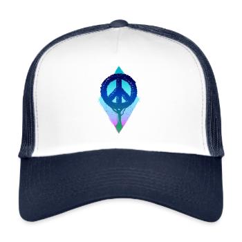Baum Frieden Peace Zeichen Zen Hippie Geschenk - Trucker Cap - Weiß/Navy - Vorne