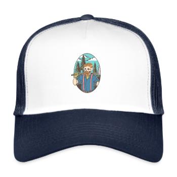 Bearded Skull Lumberjack Forest Tshirt - Trucker Cap - white/navy - Front