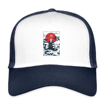 Kyoto Japanese Old Town Temple T-Shirt - Trucker Cap - white/navy - Front