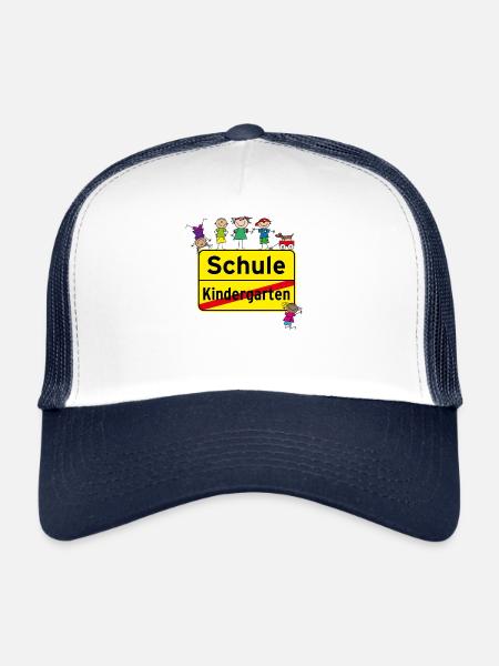 Enschulung T-Shirt écolier - Casquette trucker  - blanc/marine - Devant