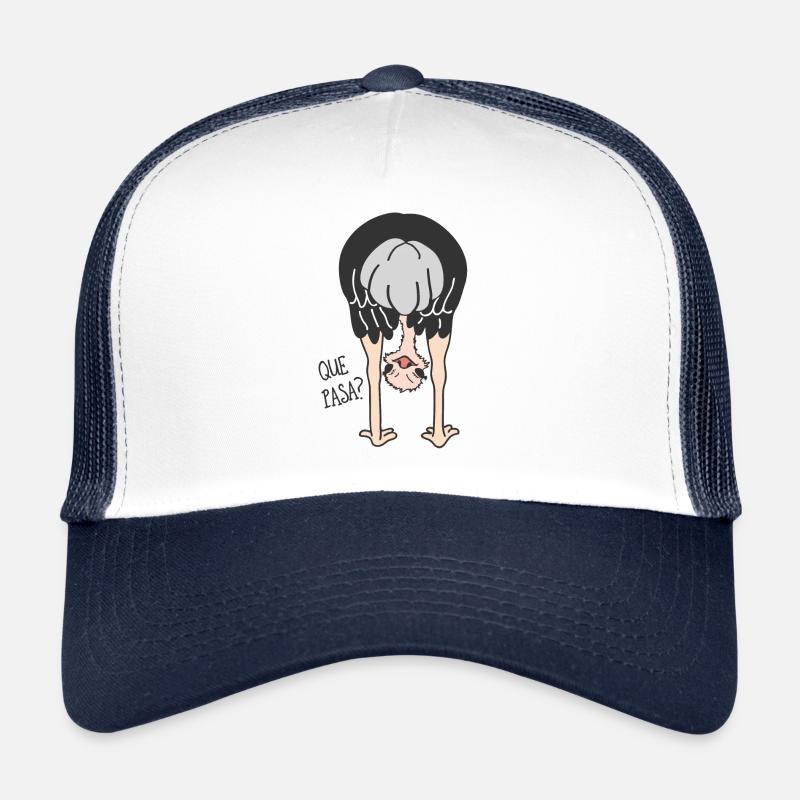 lustiger Vogel, Strauß, witzige Sprüche, Tiere - Trucker Cap - Weiß/Navy