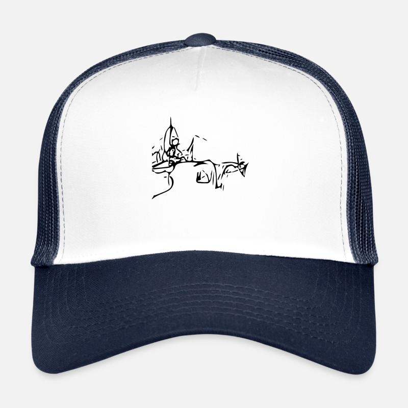 Abstraktes Design - Trucker Cap - Weiß/Navy