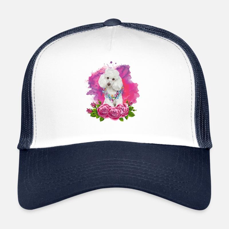 Caniche aquarelle avec des fleurs Casquette trucker 