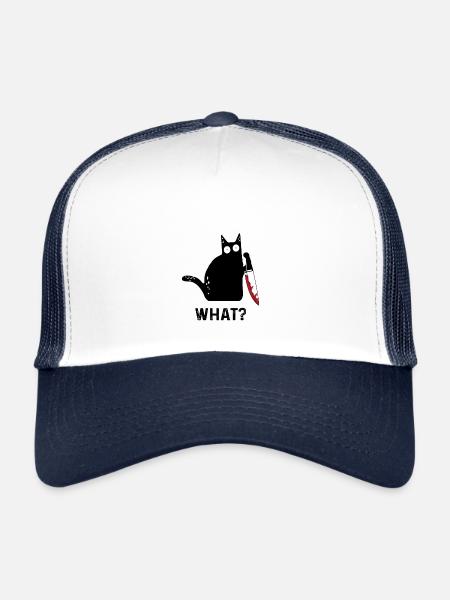 Funny killer cat What - Trucker Cap - white/navy - Front
