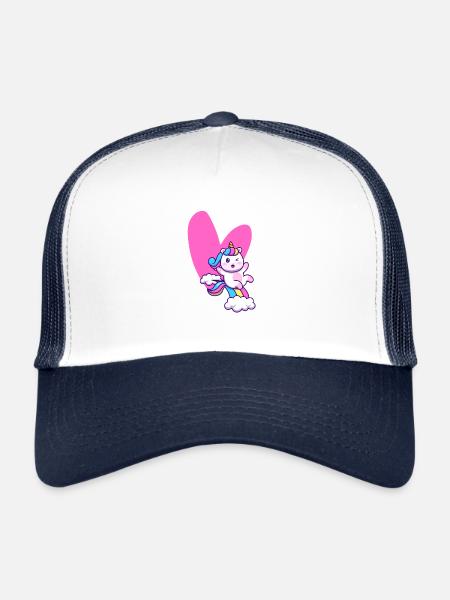 Licorne d'amour - Casquette trucker  - blanc/marine - Devant