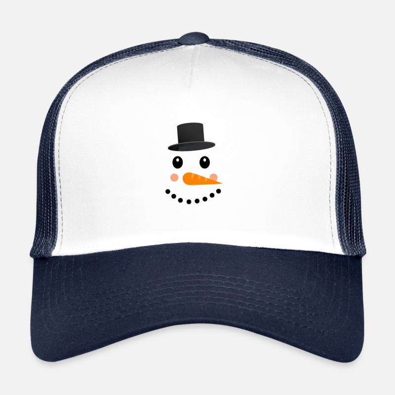 Frohe Weihnachten Schneemann Gesicht Trucker Cap