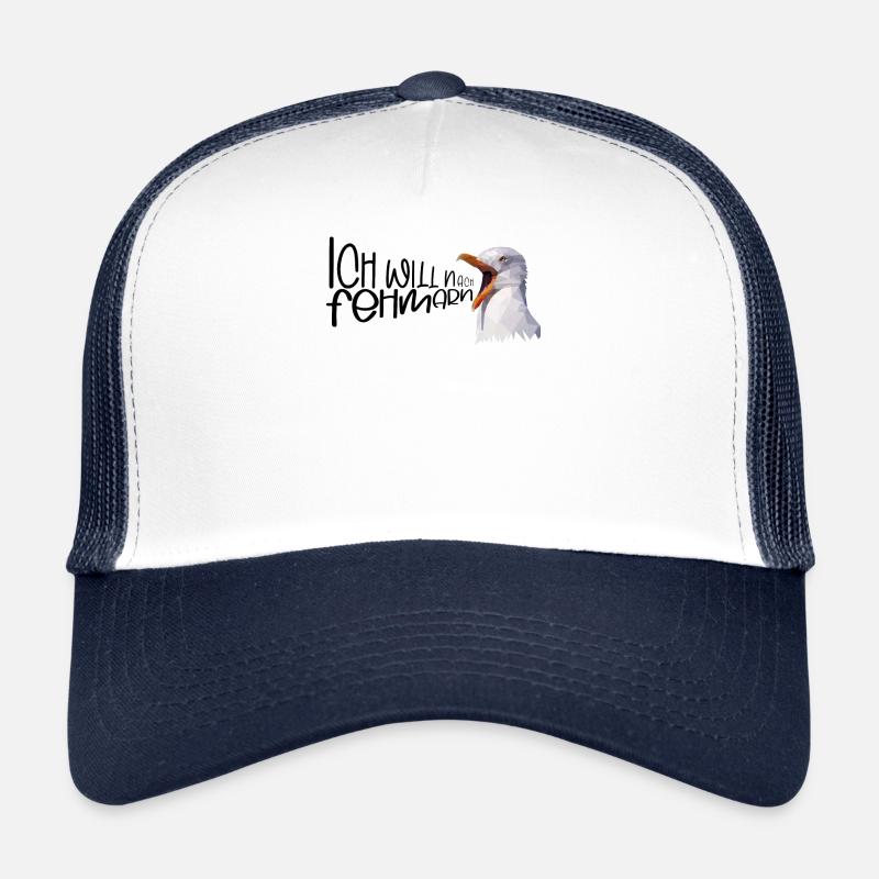 Fehmarn Urlaub Möwe Ostsee Insel Küste Geschenk - Trucker Cap - Weiß/Navy